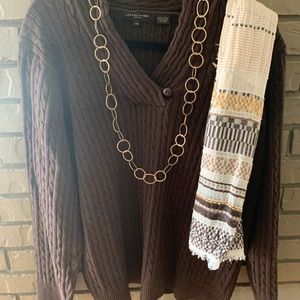 🍁🍂Brown Cable Knit Cotton Sweater